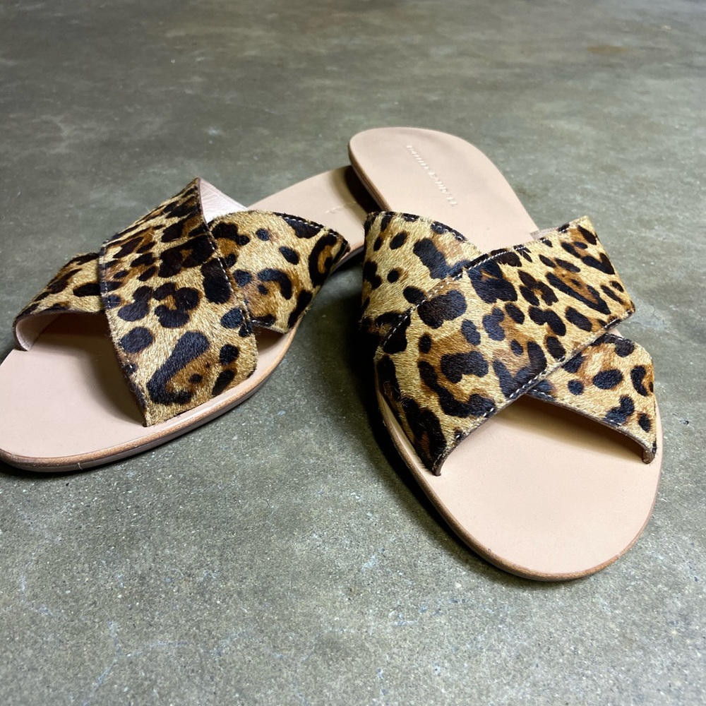 Loeffler Randall Cross Strap Leopard Sandal
